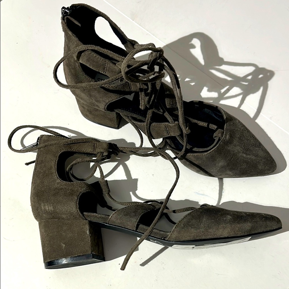 Steve Madden Suede Leather Gladiator Heels Womens Shoes Pumps Lace Up Wishez 7.5